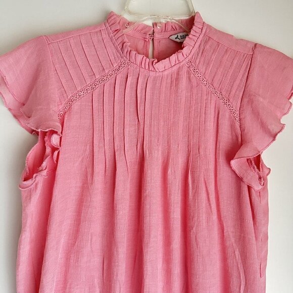 Nanette Lepore Pink Cap Sleeve  Blouse with Pleats and Keyhole Back Womens Small - Picture 3 of 7